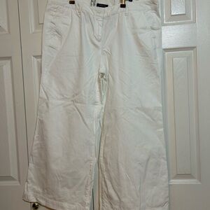 Lands' End White Cotton Pants with Belt Loops
